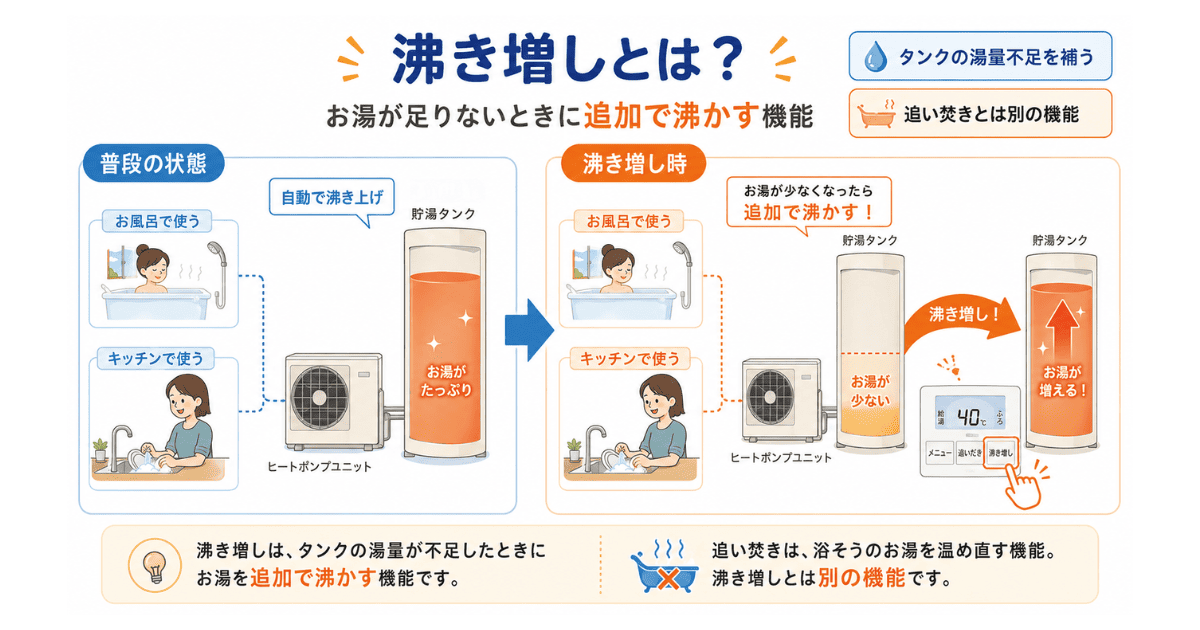エコキュートの沸き増しとは？