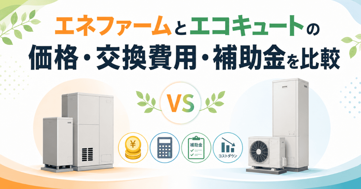 エネファームとエコキュートの価格・交換費用・補助金を比較