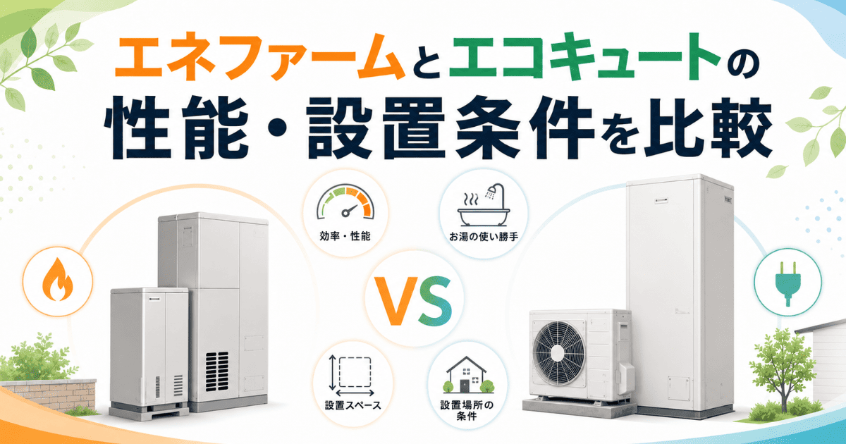 エネファームとエコキュートの性能・設置条件を比較