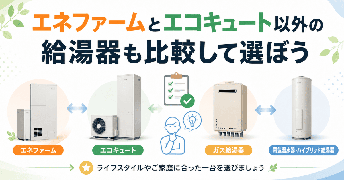 エネファームとエコキュート以外の給湯器も比較して選ぼう