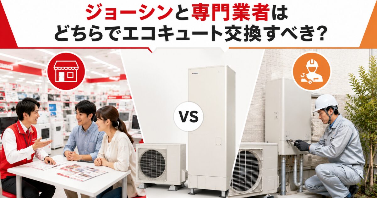 ジョーシンと専門業者はどちらでエコキュート交換すべき?
