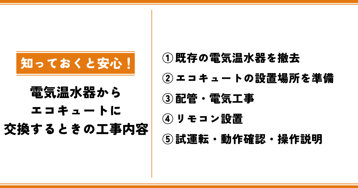 電気温水器からエコキュートに交換するときの工事内容