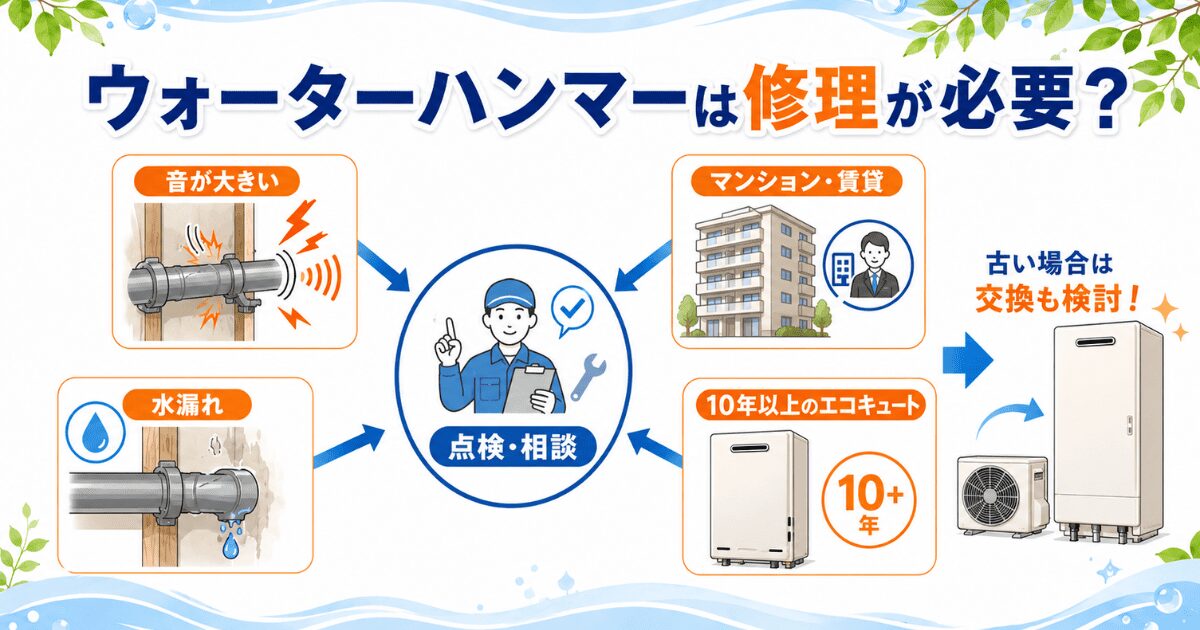 ウォーターハンマーは修理が必要？
