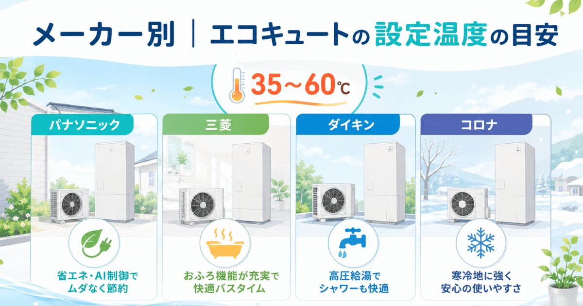メーカー別|エコキュートの設定温度の目安