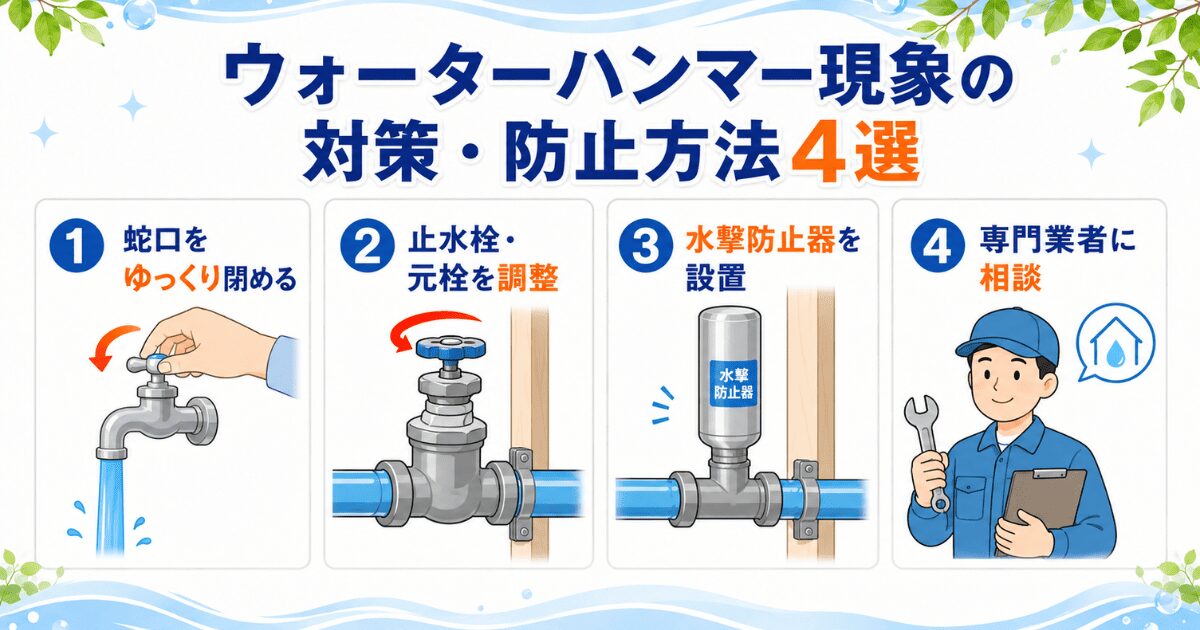 ウォーターハンマー現象の対策・防止方法4選