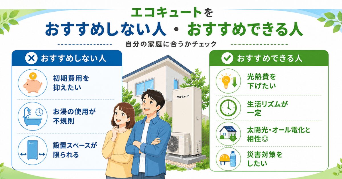 エコキュートをおすすめしない人・おすすめできる人