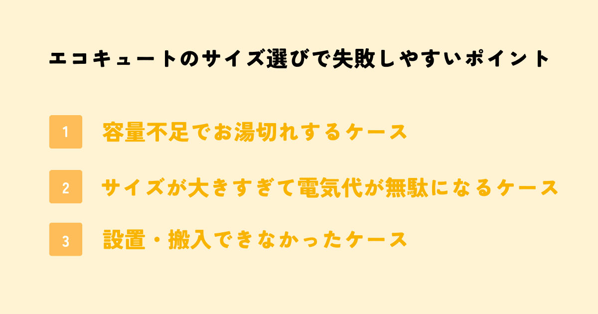 エコキュートのサイズ選びで失敗しやすいポイント