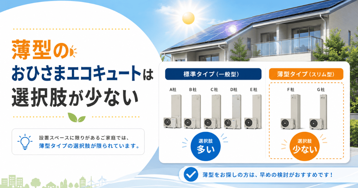 薄型のおひさまエコキュートは選択肢が少ない