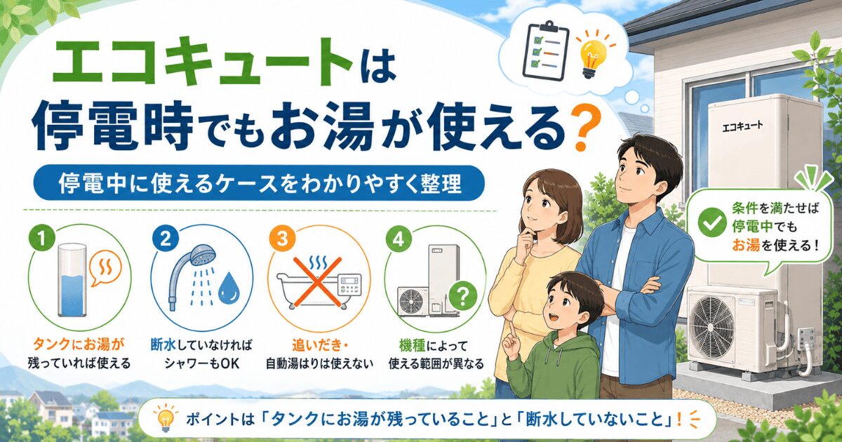 エコキュートは停電時でもお湯が使える?