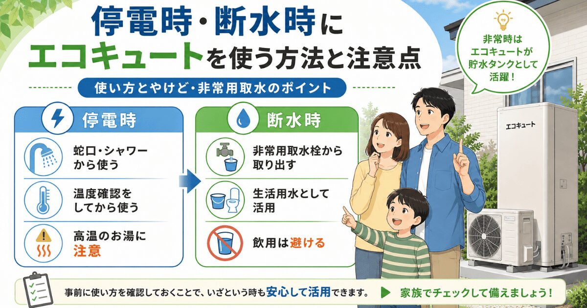 停電時・断水時にエコキュートを使う方法と注意点