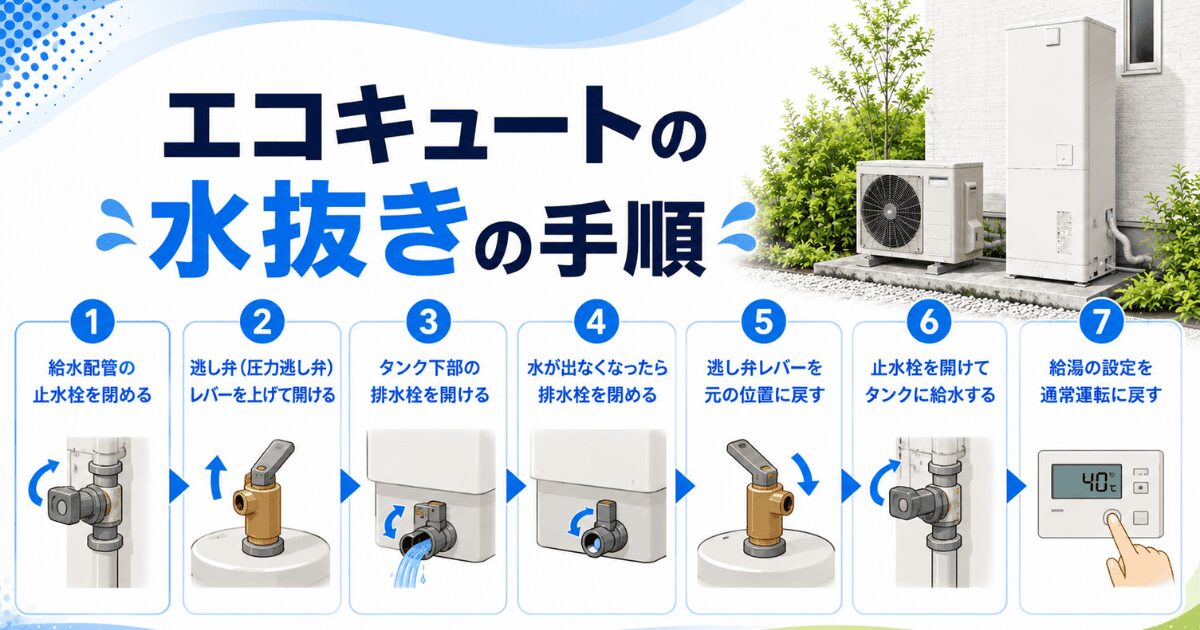 エコキュートの水抜きの手順