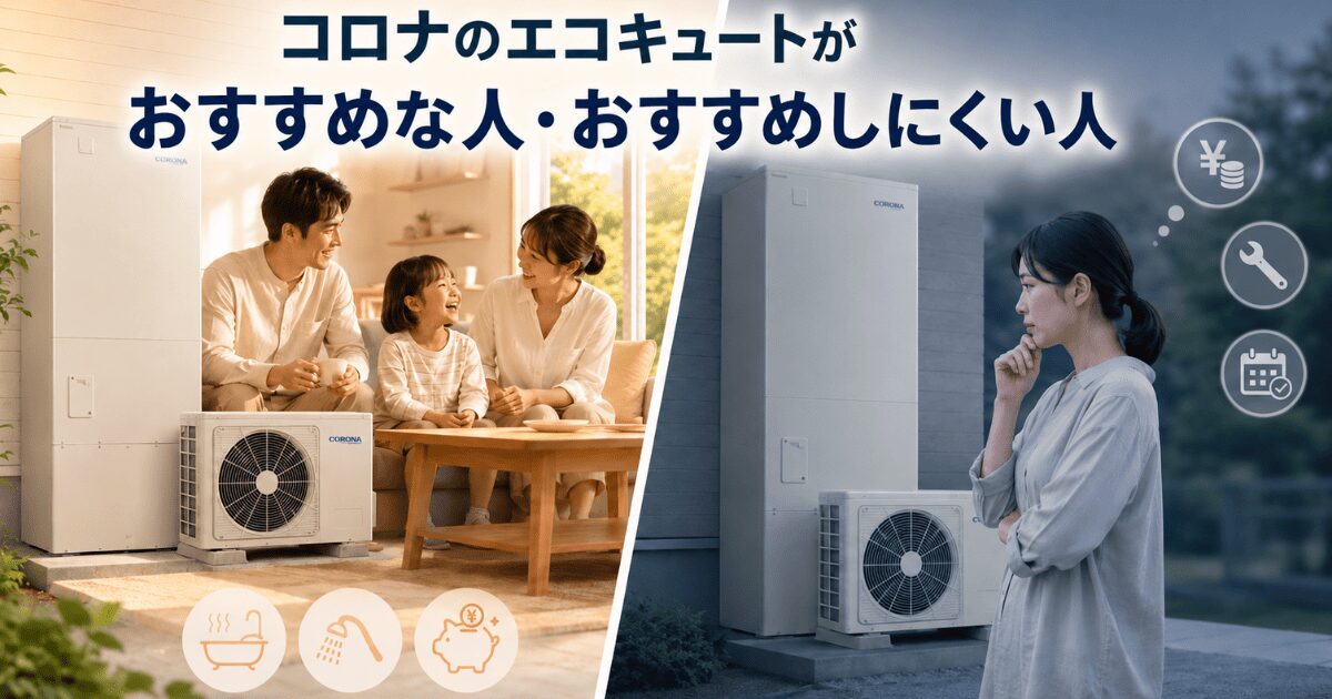 コロナのエコキュートがおすすめな人・おすすめしにくい人