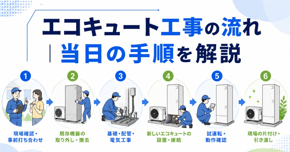 エコキュート工事の流れ|当日の手順を解説