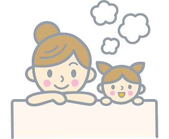 お風呂に入る親子のイラスト