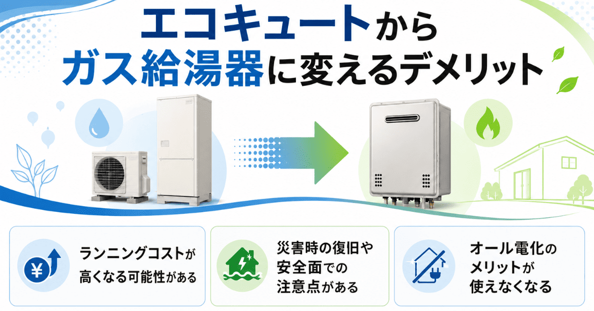 エコキュートからガス給湯器に変えるデメリット